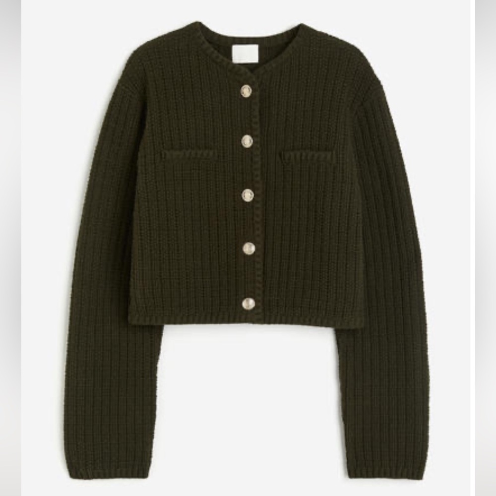 H&M Short Textured Knit Cardigan